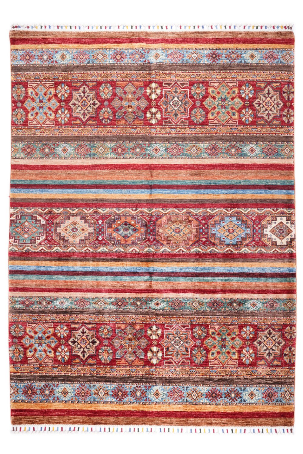 Rainbow Striped Afghan Rug