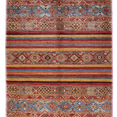 Rainbow Striped Afghan Rug