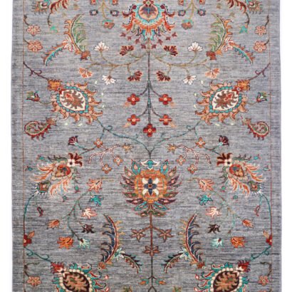 Grey Orange Afghan Rug