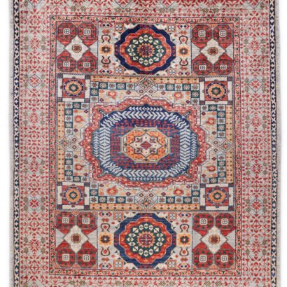 Red Beige Geometric Rug