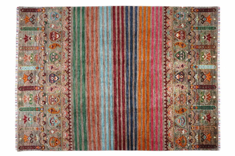 Rainbow Striped Afghan Rug