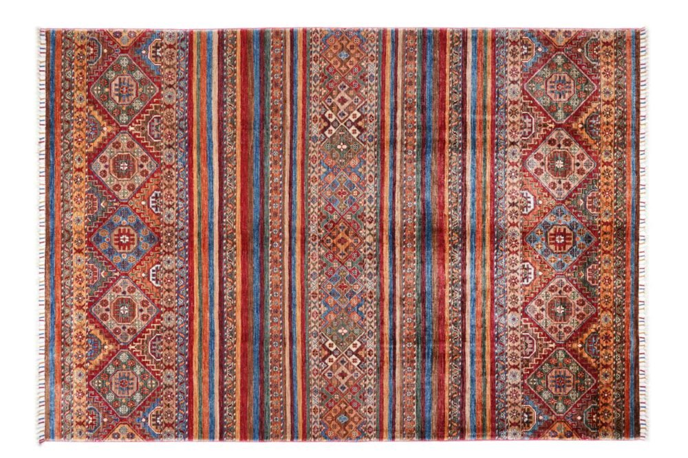 Rainbow Striped Afghan Rug