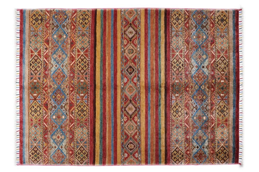 Rainbow Striped Afghan Rug