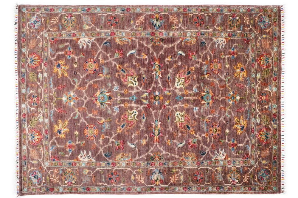 Hand-Knotted Oriental Afghan Rug – Brown & Orange Wool Area Rug | Rugs1