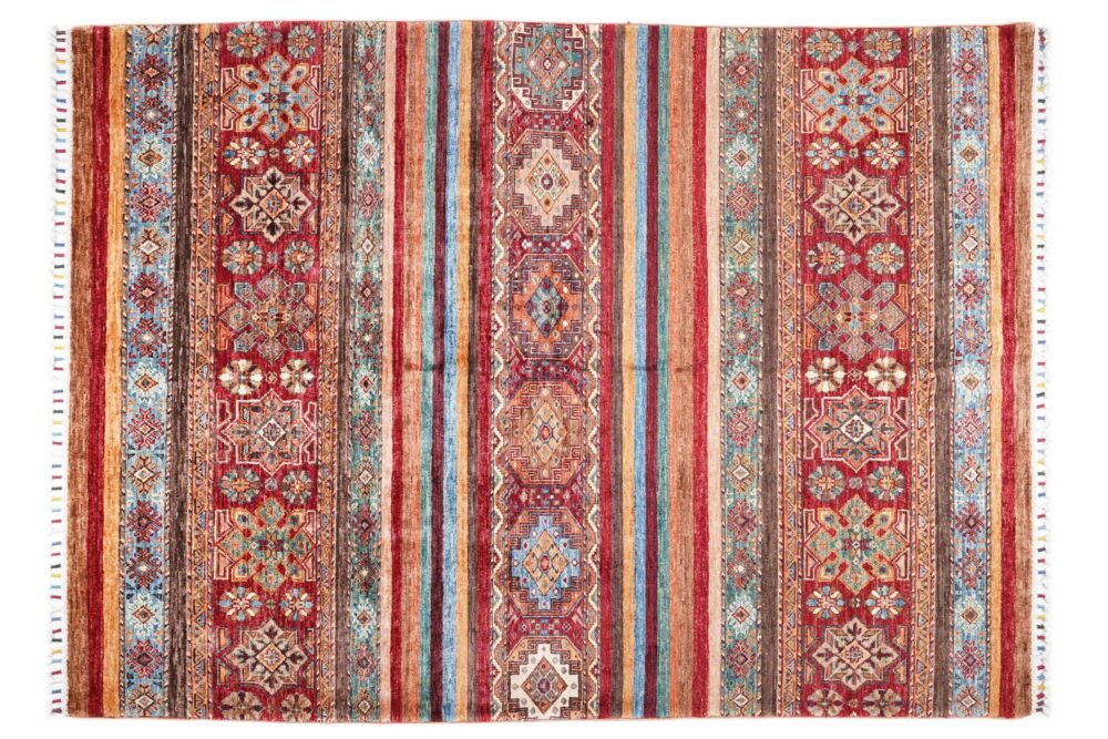 Rainbow Striped Afghan Rug