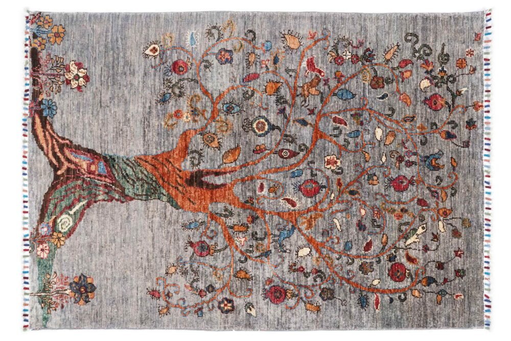 Sultani Rug with Plants and Tree Design