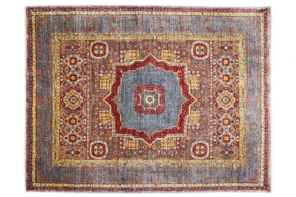 Grey Yellow Afghan Memluk Rug