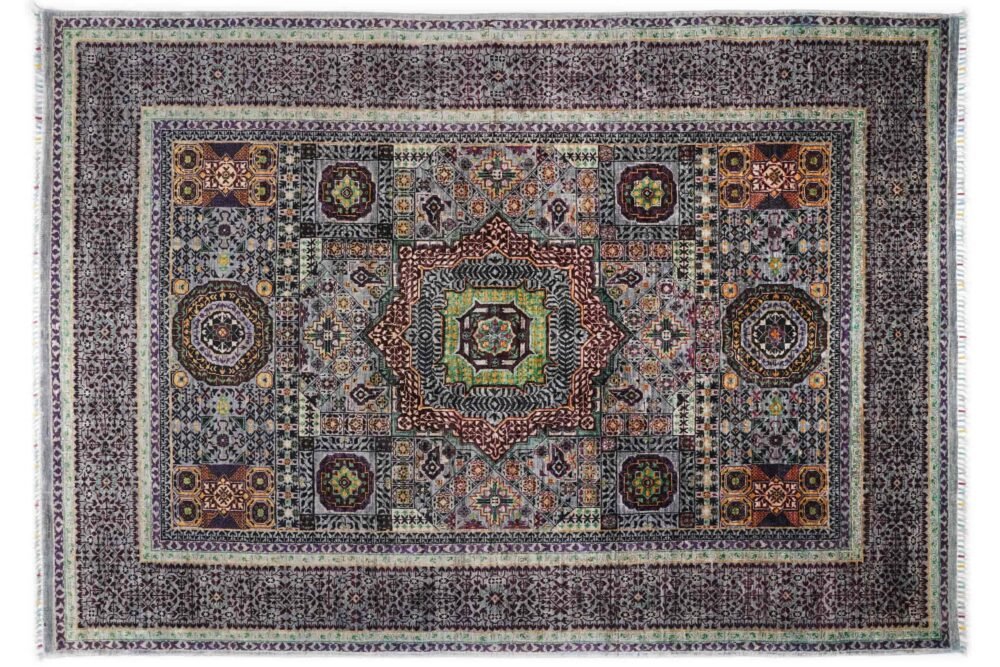 Purple Green Turkish Memluk Rug