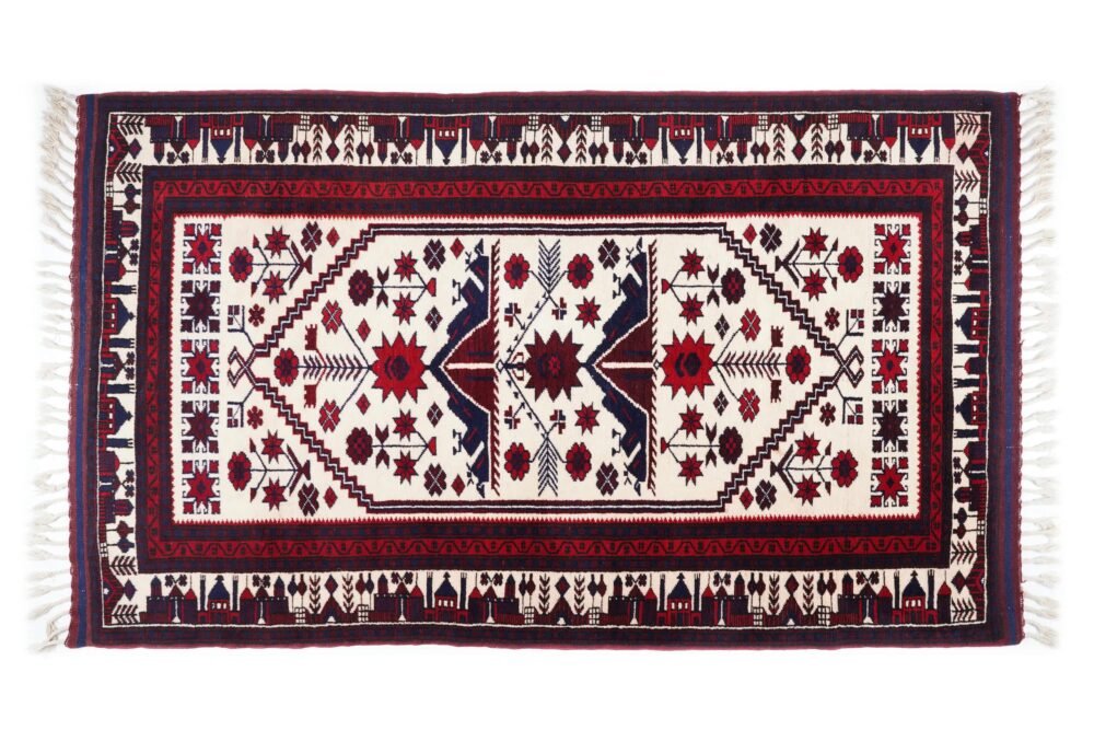 Hand-Knotted Turkish Yagcibedir Rug – Beige & Blue Wool Oriental Rug | Rugs1