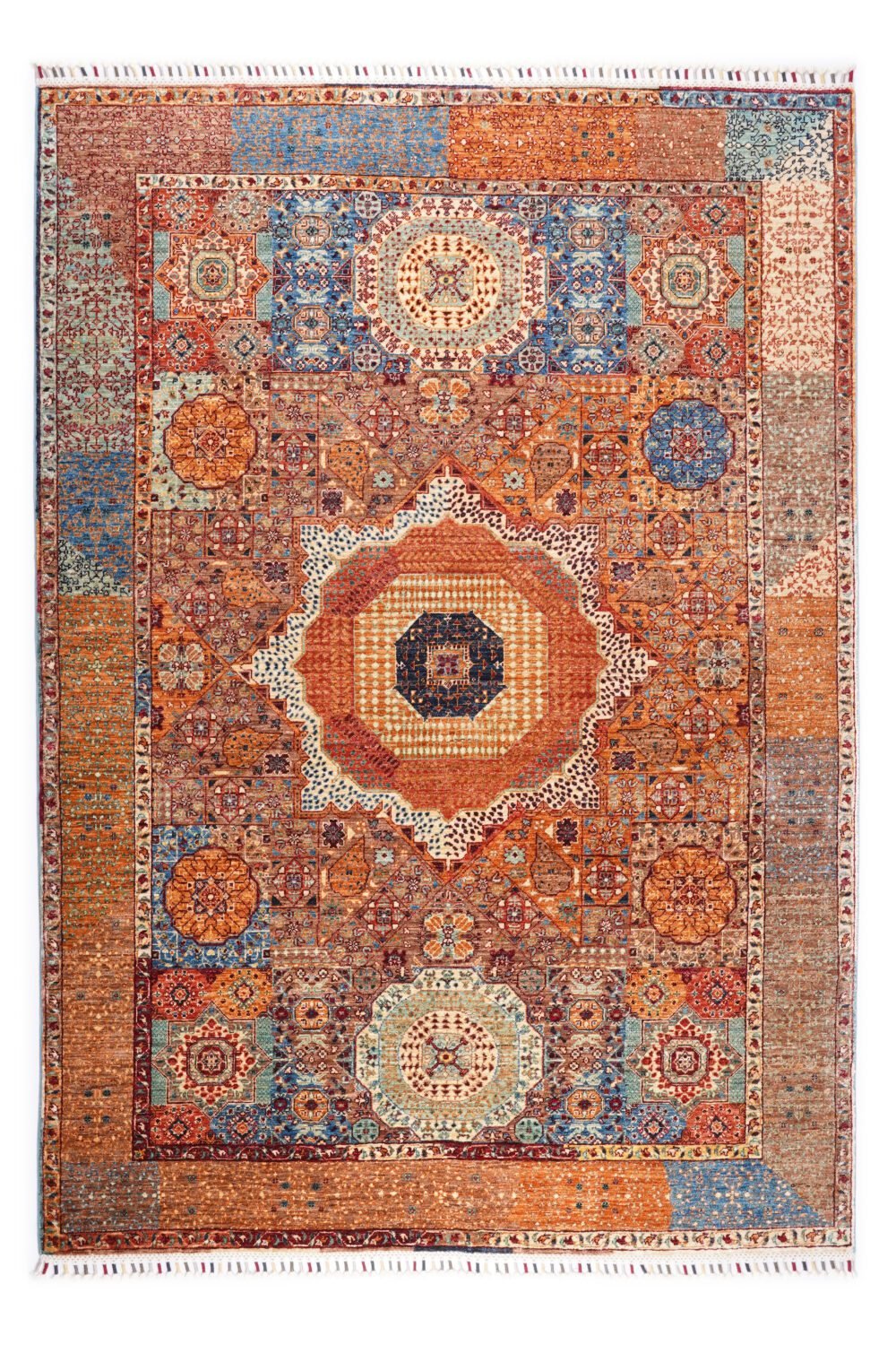 Orange Blue Afghan Rug