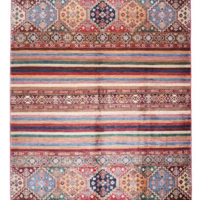 Striped Rainbow Wool Rug