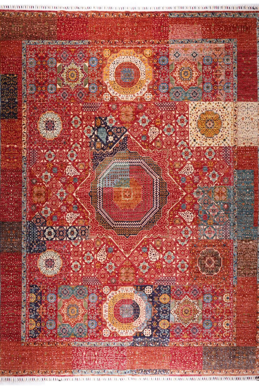 Red and Blue Afghan Memluk Rug