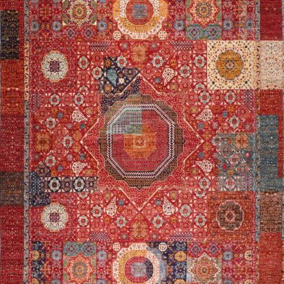 Red and Blue Afghan Memluk Rug