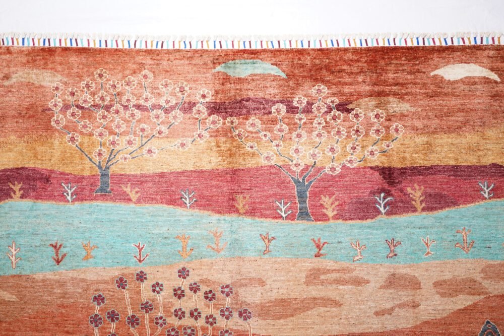 Red Orange Botanical Rug