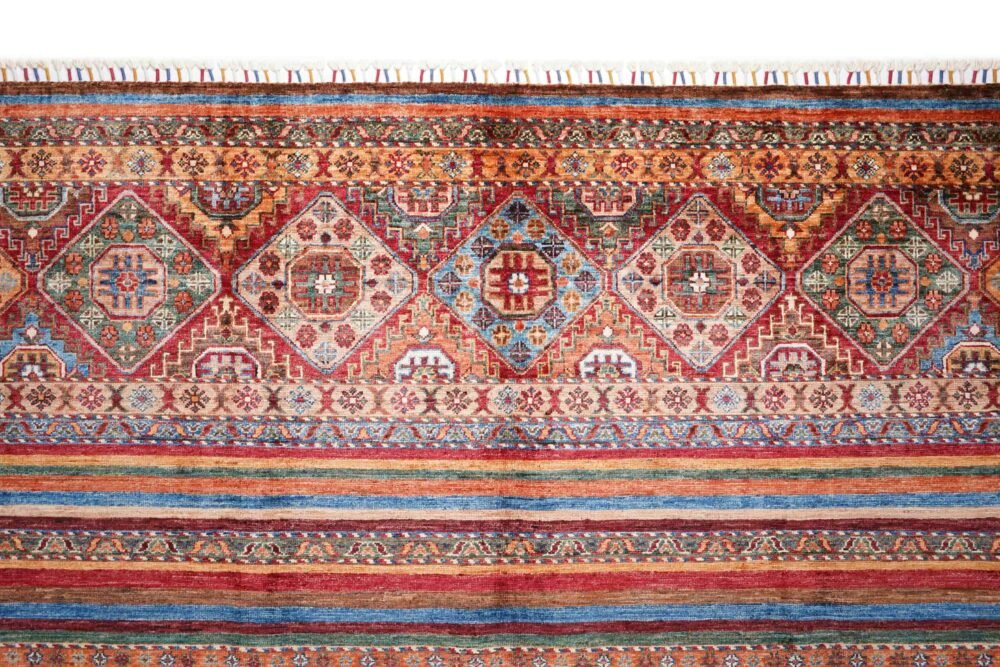 Rainbow Striped Afghan Rug