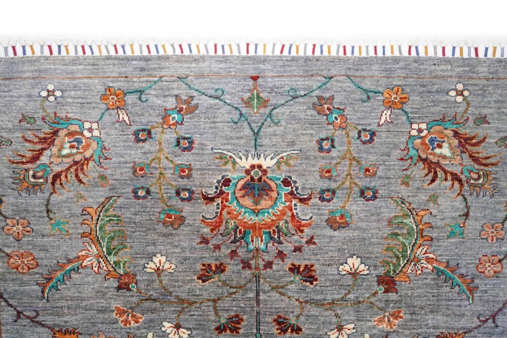 Grey Orange Afghan Rug