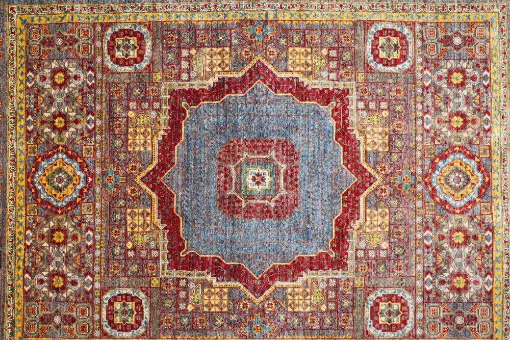 Grey Yellow Afghan Memluk Rug