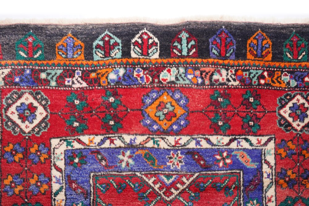 Hand-Knotted Konya Vintage Rug – Red & Purple Wool Oriental Area Rug | Rugs1