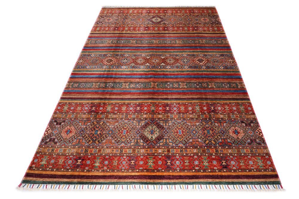 Rainbow Striped Afghan Rug