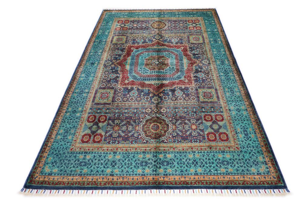 Blue Purple Afghan Rug