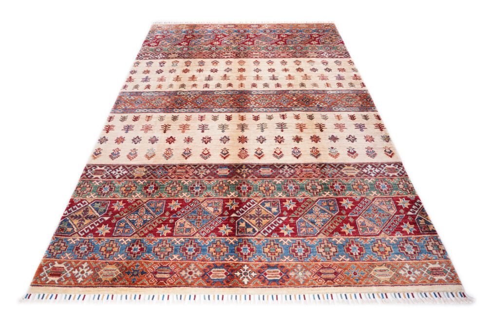 Beige Orange Afghan Rug