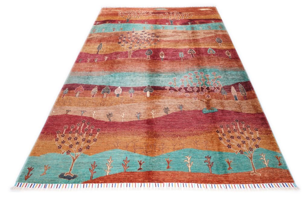 Red Orange Botanical Rug