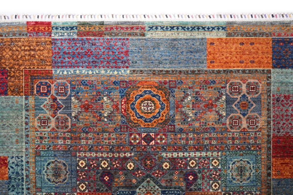 Blue Orange Turkish Rug