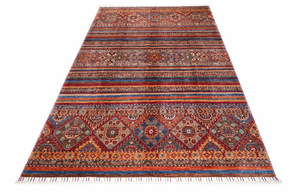 Rainbow Striped Afghan Rug