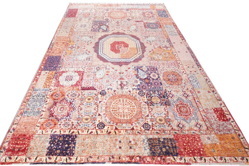 Orange Pink Afghan Rug