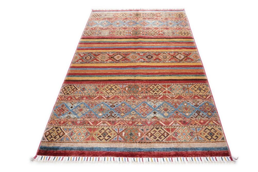 Rainbow Striped Afghan Rug