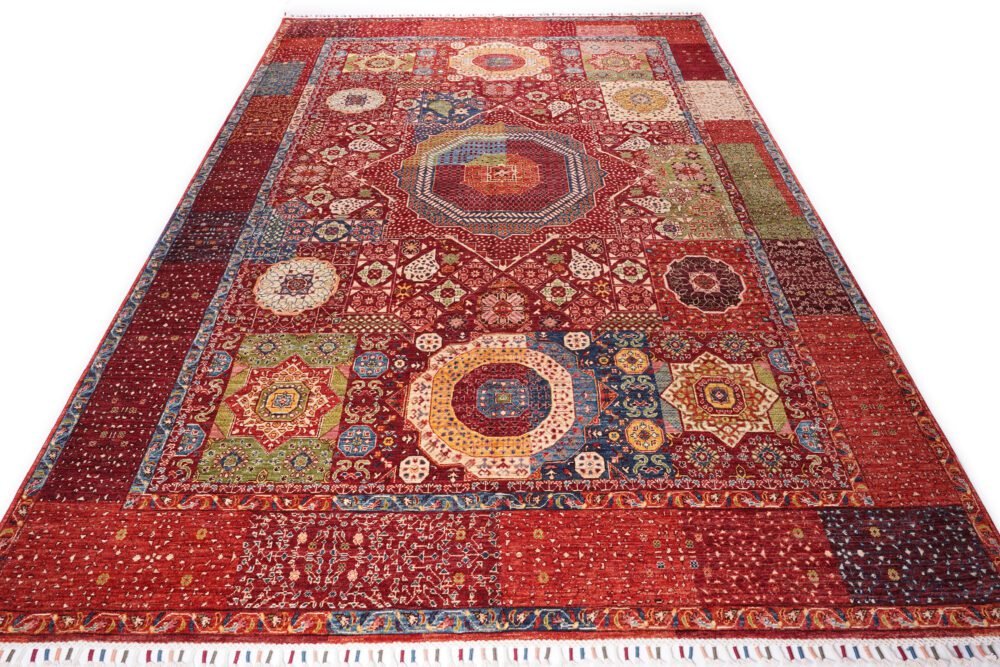 Red Blue Afghan Memluk Rug