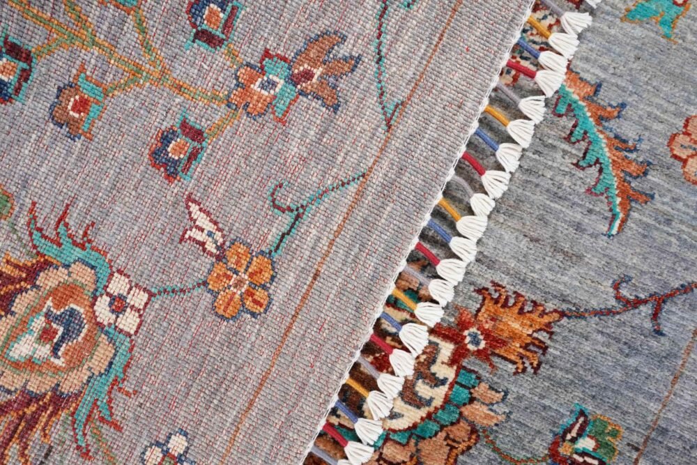 Grey Orange Afghan Rug