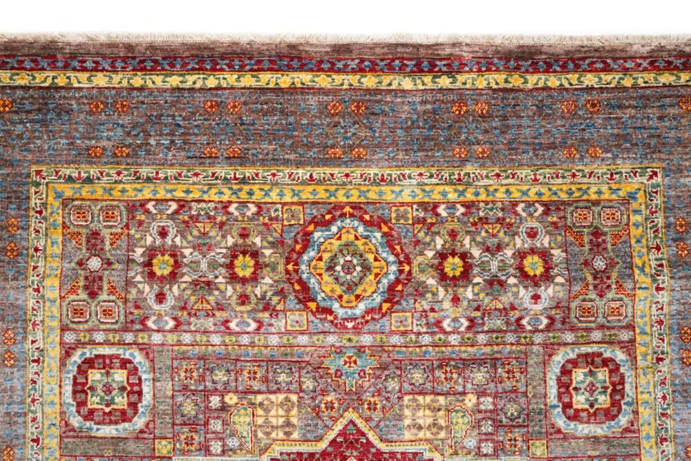 Grey Yellow Afghan Memluk Rug