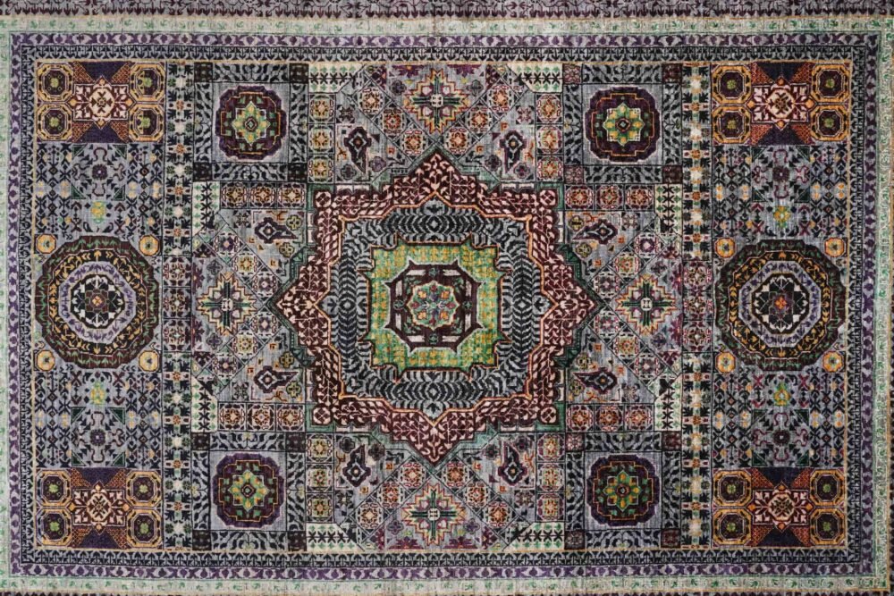 Purple Green Turkish Memluk Rug