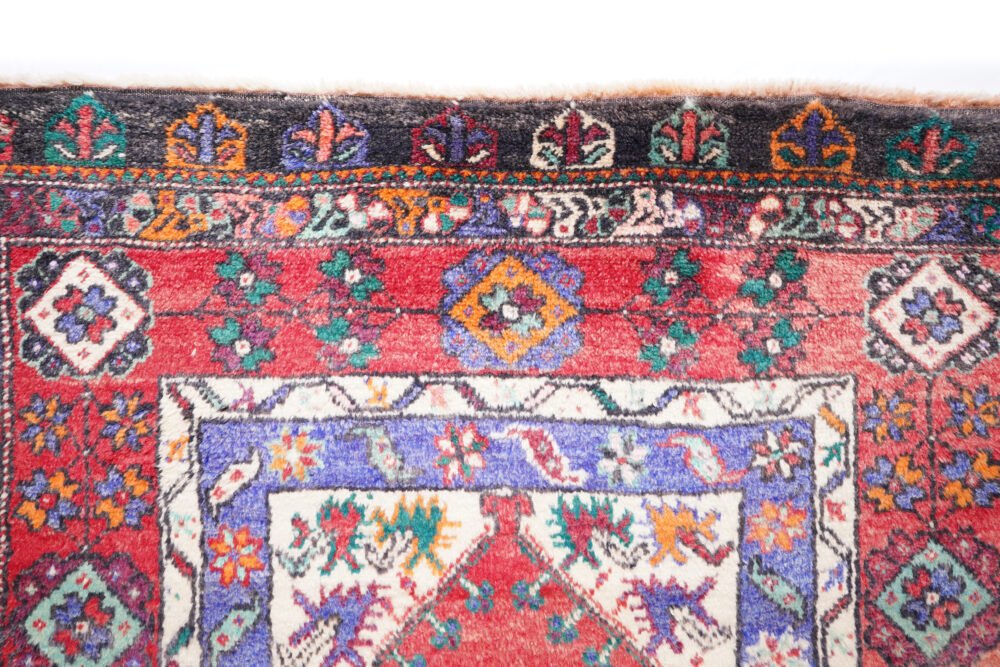 Hand-Knotted Konya Vintage Rug – Red & Purple Wool Oriental Area Rug | Rugs1