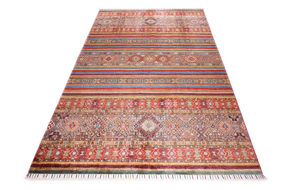 Rainbow Striped Afghan Rug
