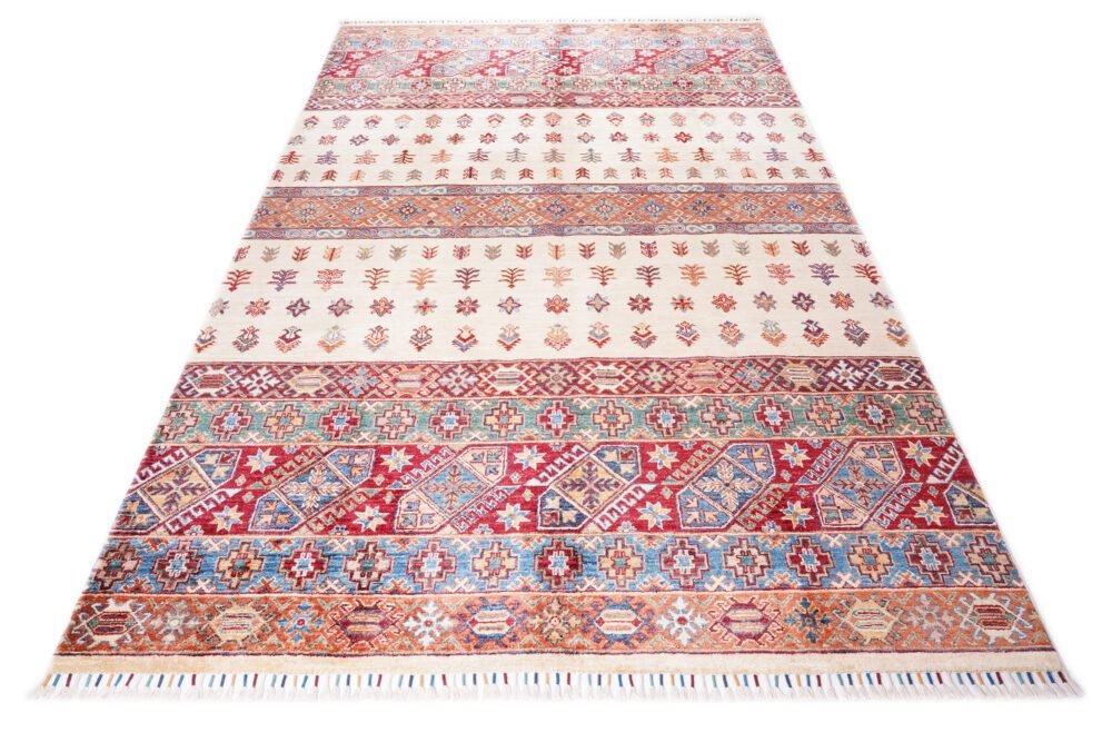 Beige Orange Afghan Rug