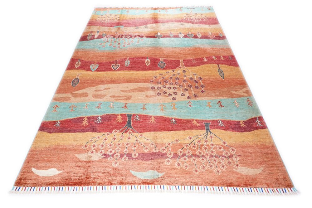 Red Orange Botanical Rug
