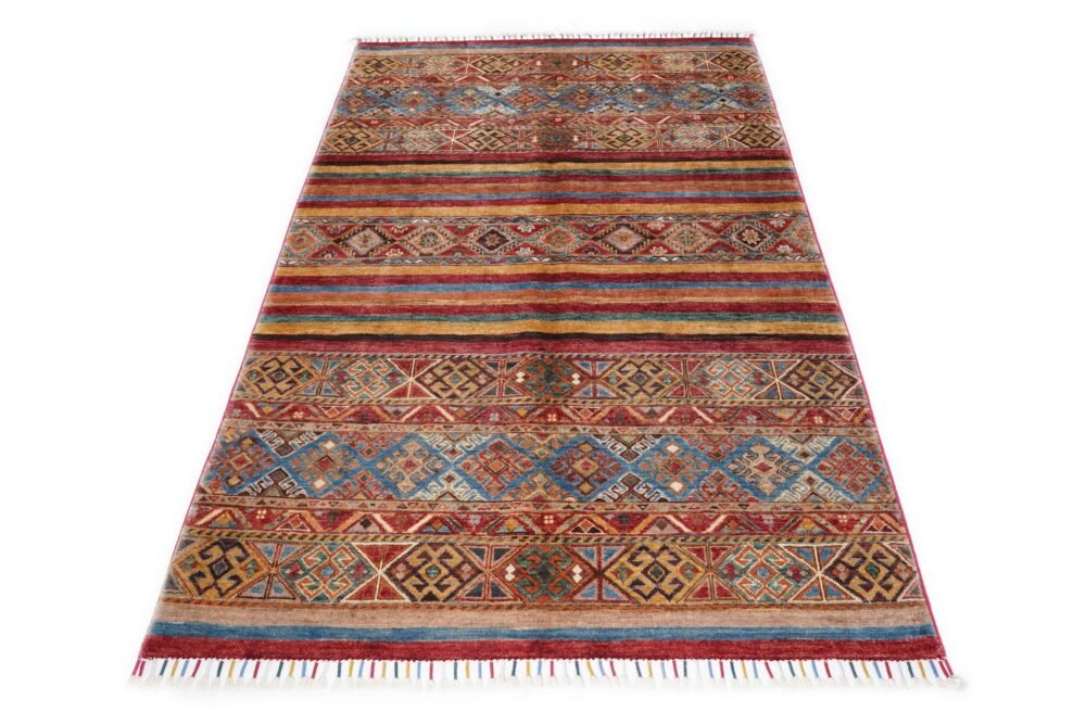 Rainbow Striped Afghan Rug