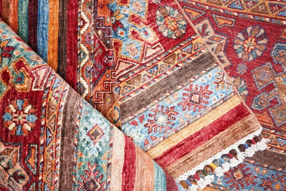 Rainbow Striped Afghan Rug