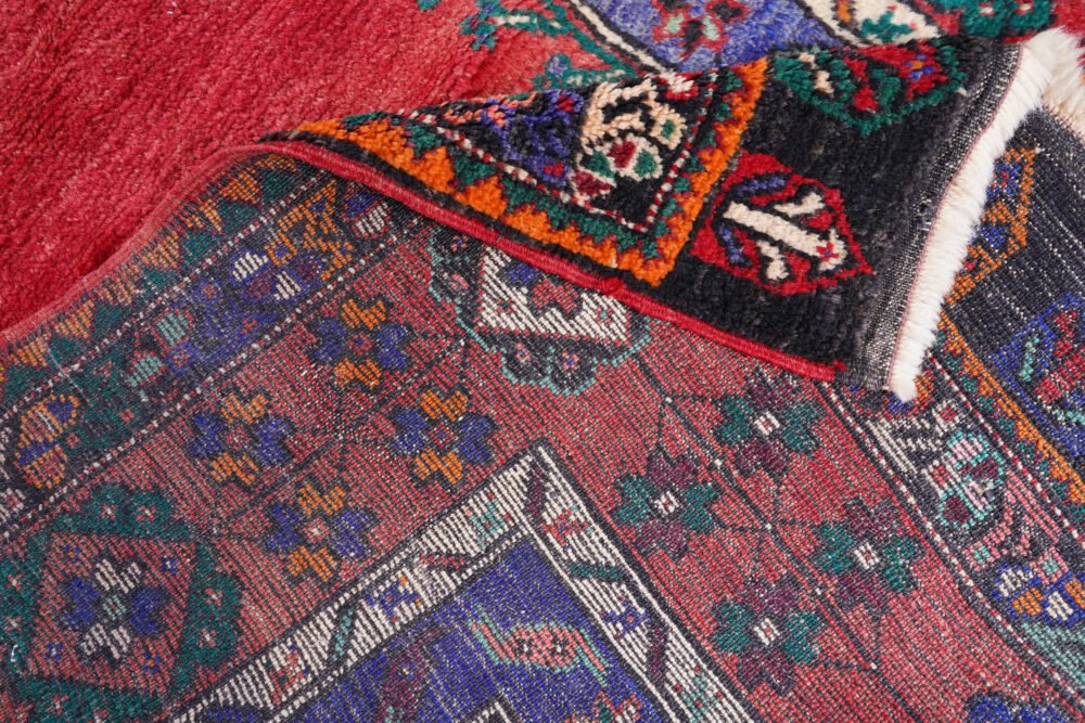 Hand-Knotted Konya Vintage Rug – Red & Purple Wool Oriental Area Rug | Rugs1