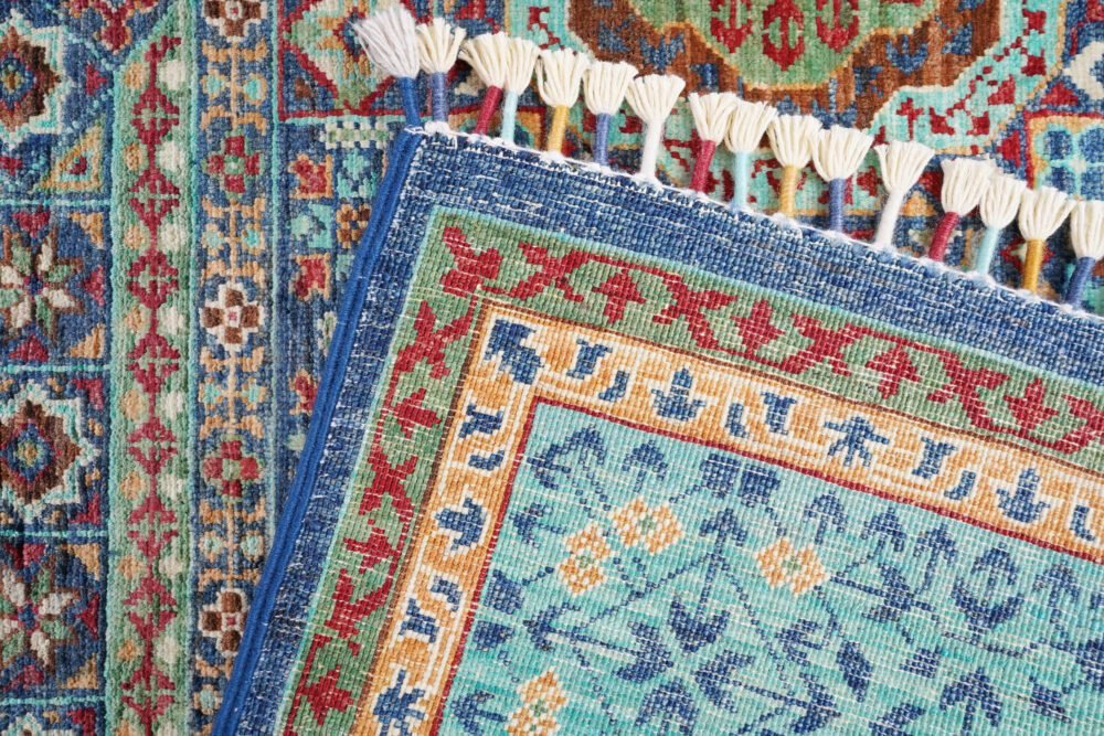 Blue Purple Afghan Rug