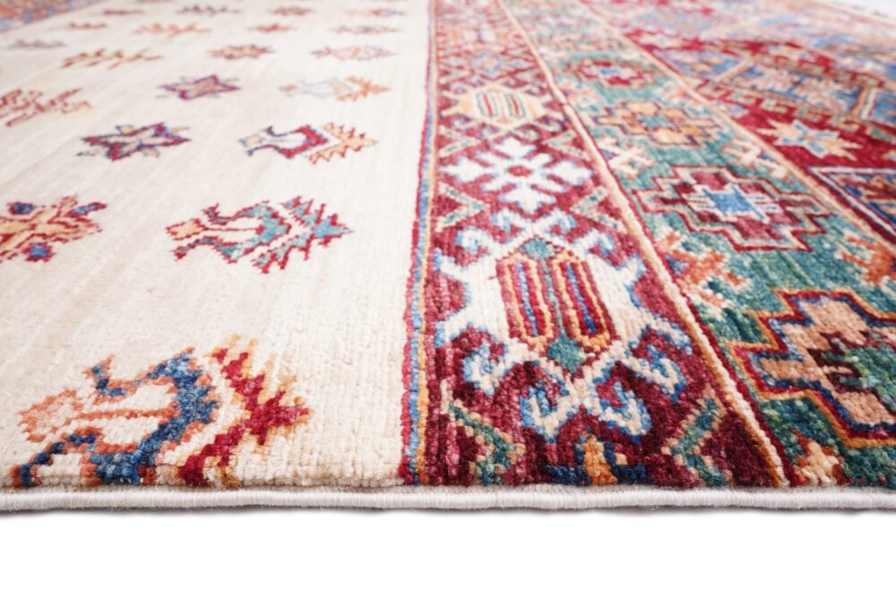 Beige Orange Afghan Rug