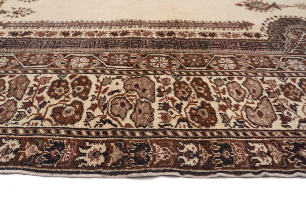 Hand-Knotted Kayseri Naturel Rug – Brown and Beige Wool Area Carpet | Rugs1