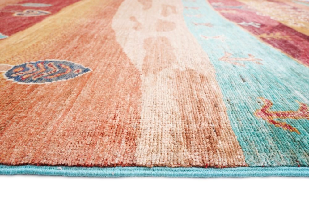 Red Orange Botanical Rug