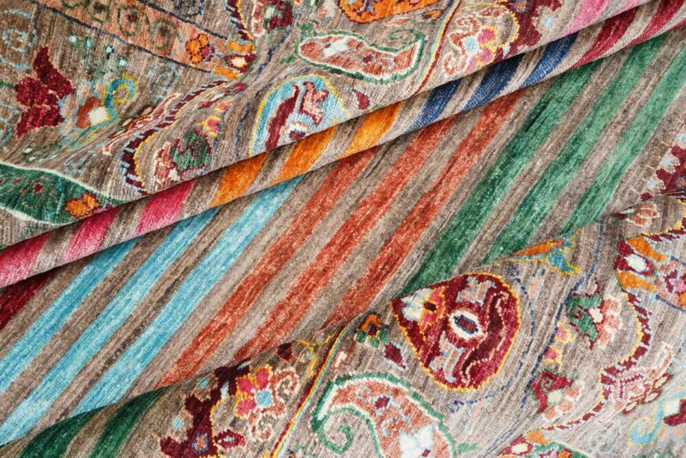 Rainbow Striped Afghan Rug
