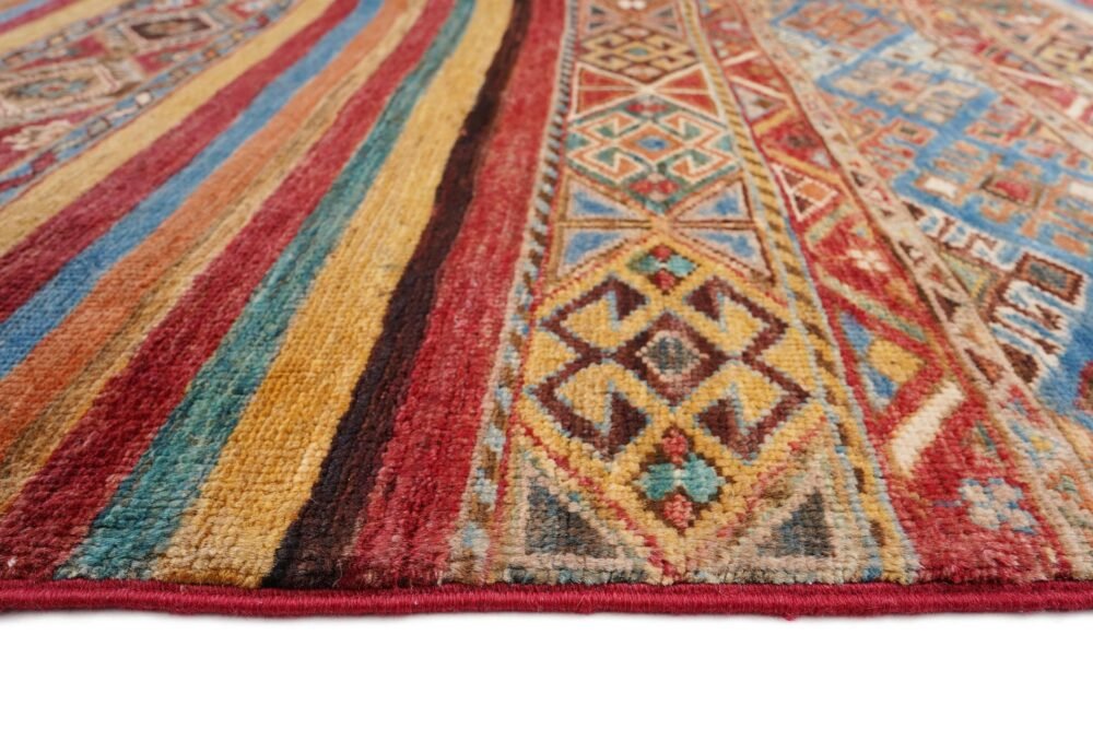 Rainbow Striped Afghan Rug