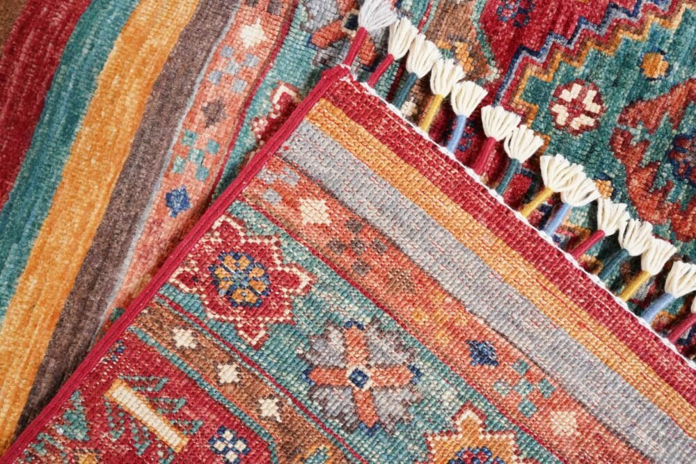 Red Orange Striped Rug