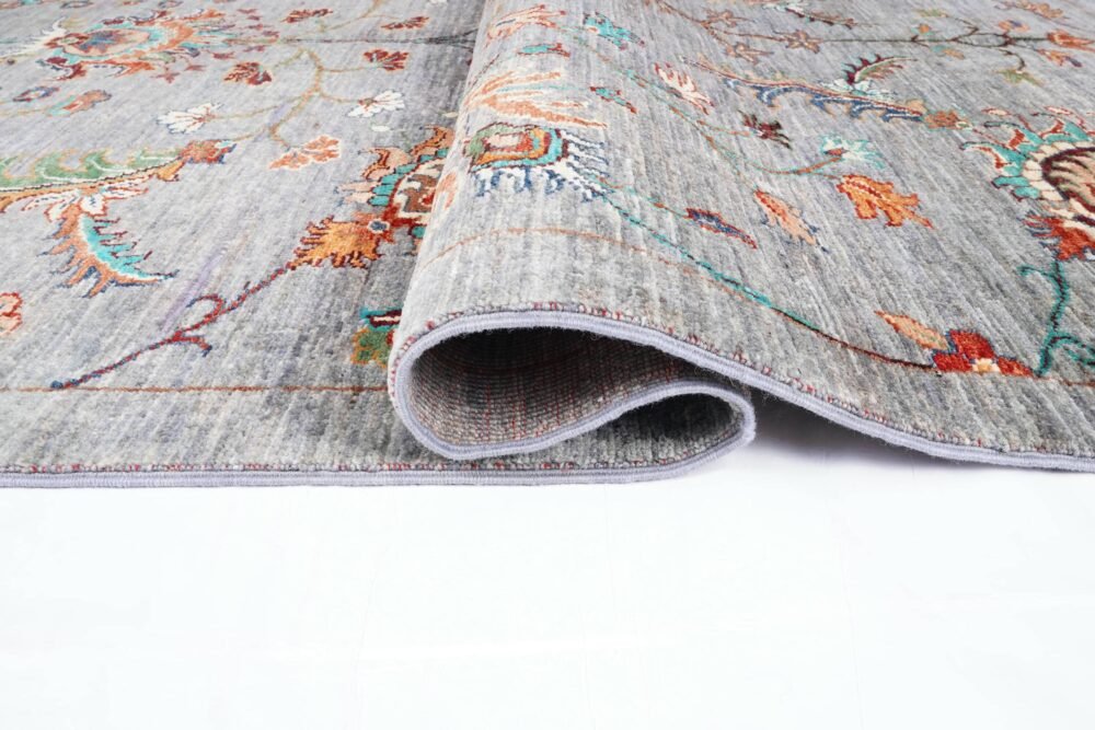 Grey Orange Afghan Rug