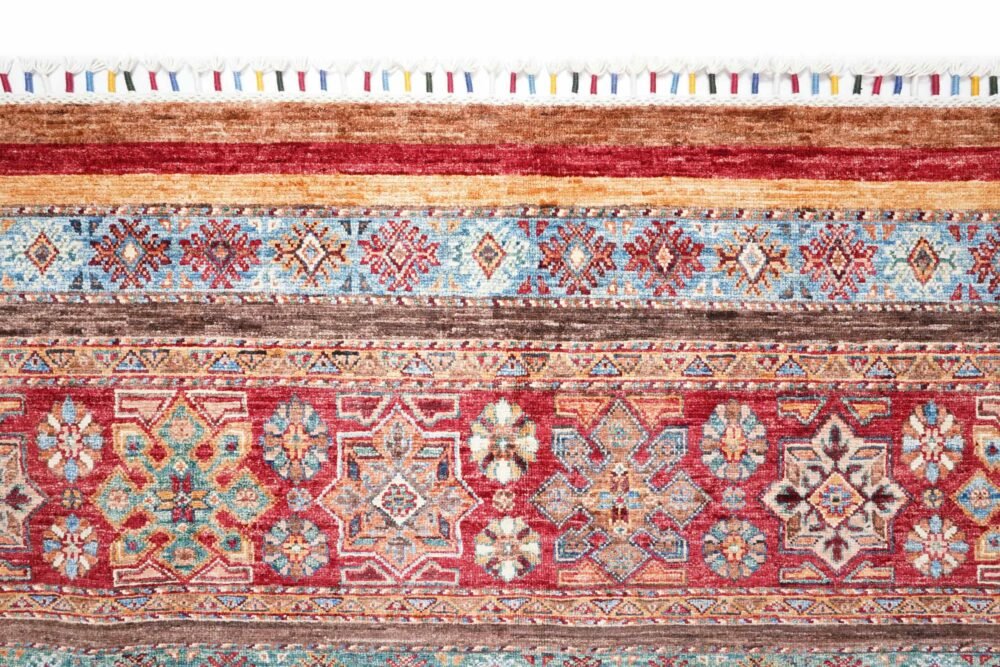 Rainbow Striped Afghan Rug